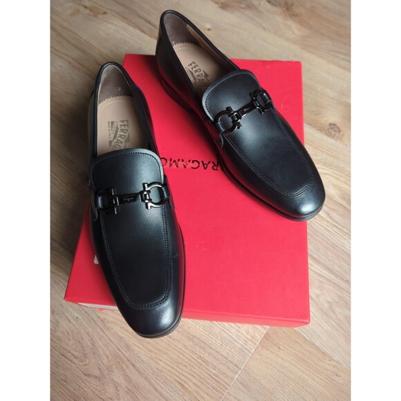 Salvatore Ferragamo Square Toe Gancini Bit Leather Loafer Dress Shoes Mens 7 E